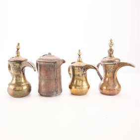 4 Metal Covered Coffee Pots