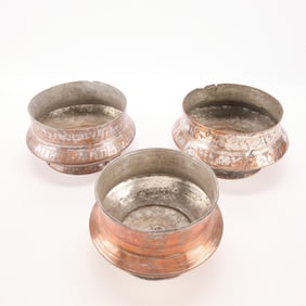 3 Copper Plated Tin Bowls