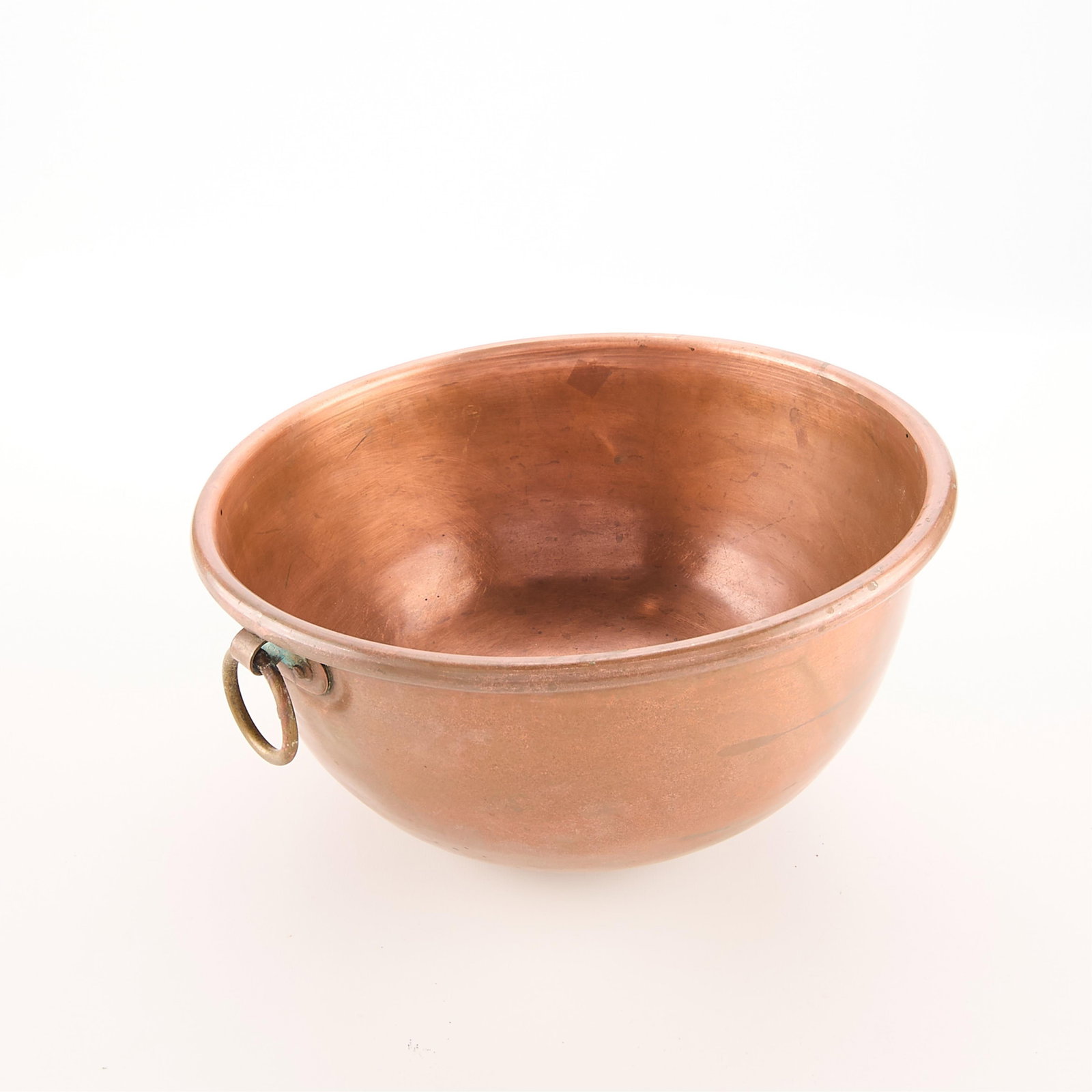 Vintage Copper Mixing Bowl: Vintage rolled rim and round-bottomed copper mixing bowl.6 1/2"H x 12 1/2"Dia.