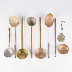Group of Mixed Metal Spoons and Misc. Vintage Cookware