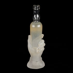Late 19th c. Italian or French Glass Hand Figure Vase w/ Pontil Mark