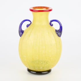 Colorful Murano Style Scavo Vase