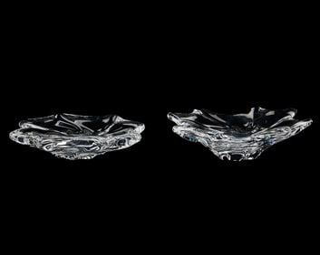 Pair Baccarat Crystal Cadix Ash Trays