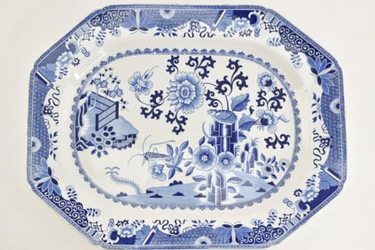Vintage Spode Blue Grasshopper Platter