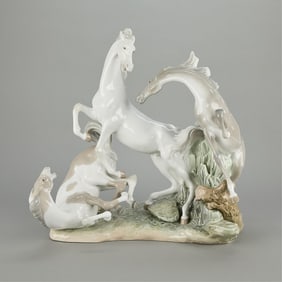 Lladro "Horse's Group" Large Statuette