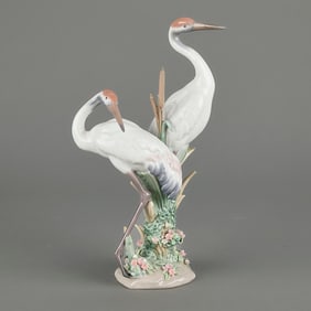 Lladro "Courting Cranes" Porcelain Statuette