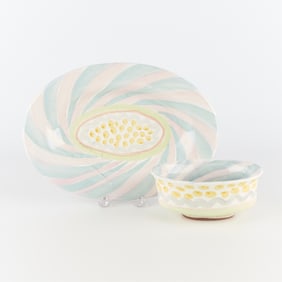 MacKenzie-Childs 1989 Ceramic Bowl & Platter