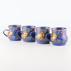 MacKenzie Childs Flower Mart Mugs, Blue, Set of 4