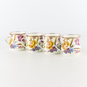 MacKenzie Childs Flower Mart Mugs, White, Set of 4