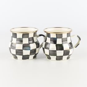 MacKenzie Childs Courtly Check Mugs, Pair