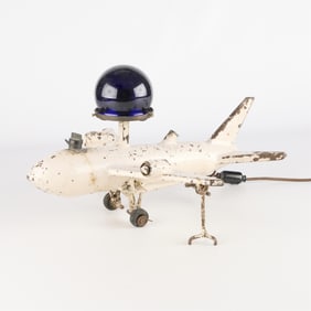 Vintage Folk Art Farhana Airplane Lamp