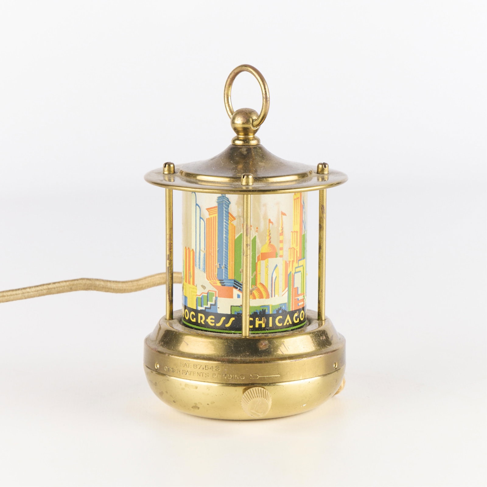 Chicago World's Fair Commemorative Lantern 1934: Chicago World's Fair Commemorative Lantern 1934 Height: 5 1/2 in x diameter: 3 1/4 in.