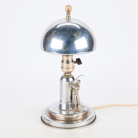 1940s Vintage Art Deco Chrome Golfer Orb Lamp