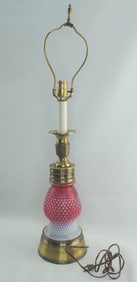 Tall Cranberry Glass Hobnail Lamp
