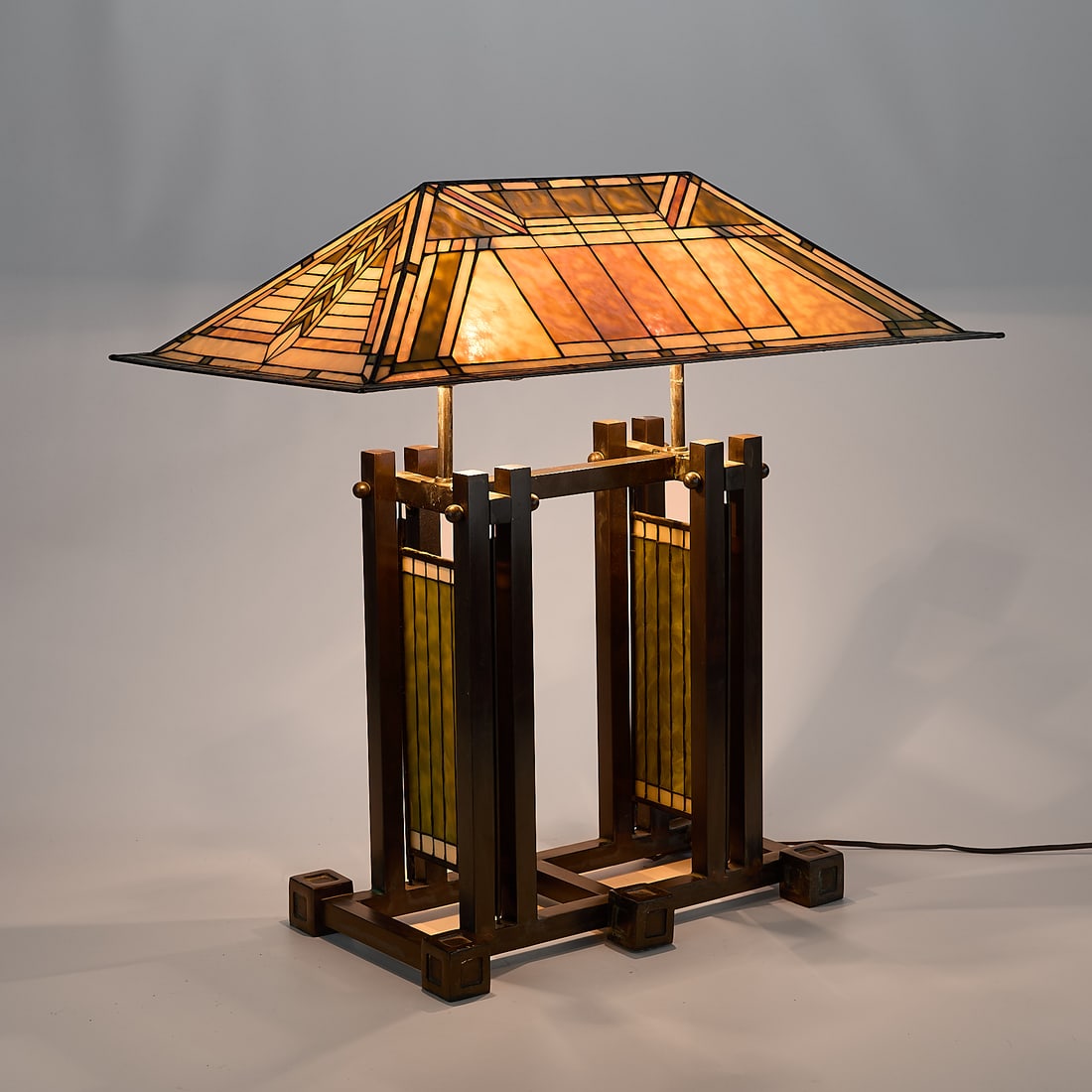 Double Pedestal Stained Glass Table Lamp (1 of 7)