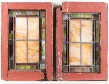 Set 2 Arts & Crafts Stained Glass Windows