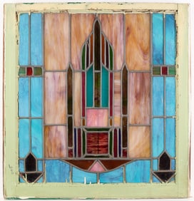 Square Arts & Crafts Slag Glass Window