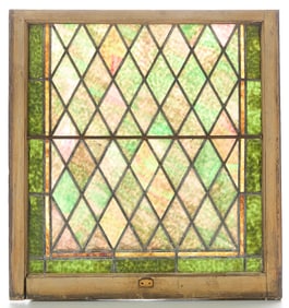 Arts & Crafts Stained Glass Diamond Window