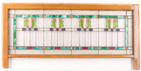 Long Arts & Crafts Stained Glass Window