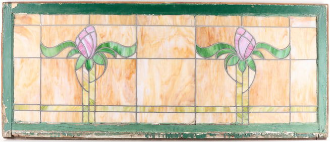 Arts & Crafts Stained Glass Window Flower Buds