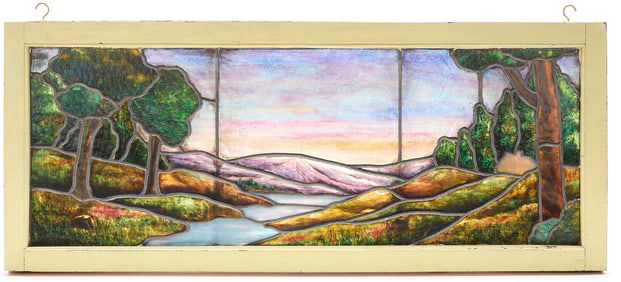 Arts & Crafts Stained Glass Window Landscape