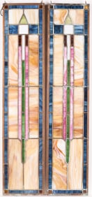 Pair Arts & Crafts Stained Glass Windows