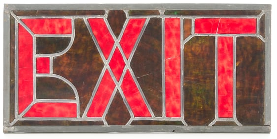 Small Arts & Crafts Stained Glass Exit Sign