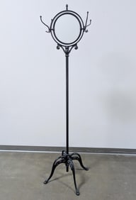 Black Metal Coat Rack Hall Tree with Mirror