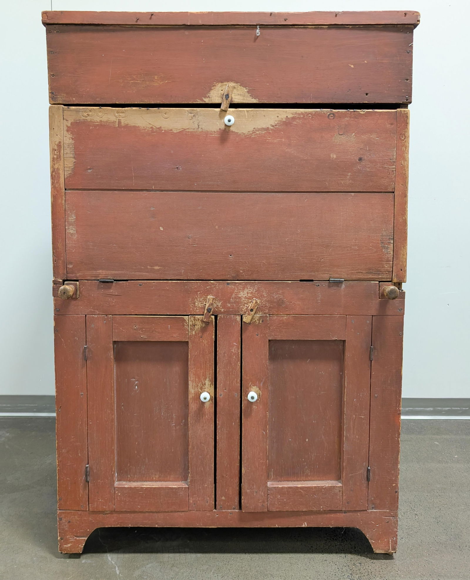 Antique Wooden Red Painted Butler's Chest Desk (1 of 19)