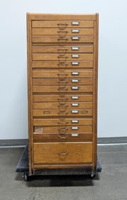 Early 20th c. Wooden Library Bureau Flat Filing Cabinet