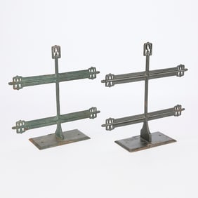 Pair Antique 1920s Warren's Cast Iron Stands