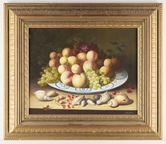 R. Casper Still Life Painting of Fruits & Shells