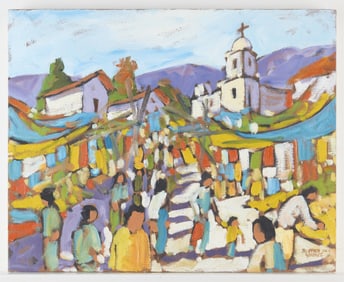 Efren Gonzalez Oil on Canvas Church Painting 2011