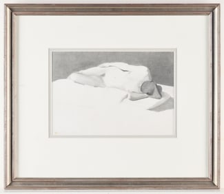 Graphite Drawing of Nude Woman - Signed