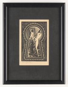 E. M. Washington Erotic Woodblock Print 1942