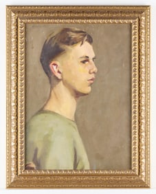 Oil on Board Portrait of Man - Illegibly Signed