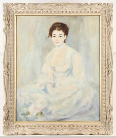 Oil on Canvas Portait Painting Signed Mouget