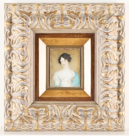 European Watercolor Miniature of Lady