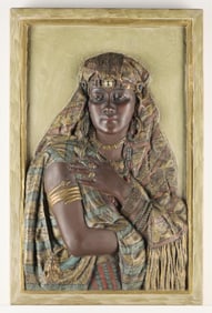 Louis Hottot Plaster Relief of Jeweled Woman