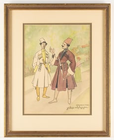 Russian or Georgian Illustration Watercolor