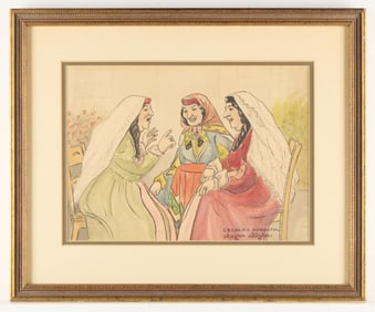 Russian or Georgian Illustration Watercolor