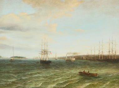 Looking South on the Delaware River O/C Painting