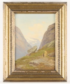 Continental School Landscape Painting Sign. Baylor