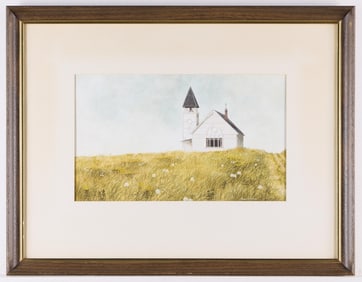 Harold E. Hansen "Country Church" Watercolor 1968