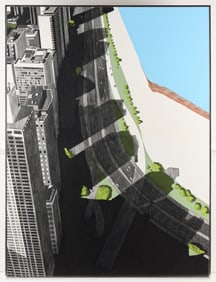 Oil on Board Skyscraper Painting