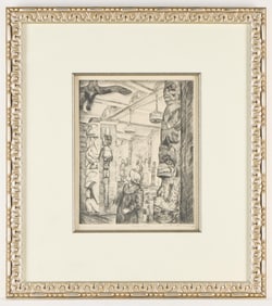 Mortimer Borne "Indian Hall" WPA Drypoint