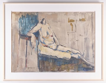 Oil on Board Nude Figure Painting 1990