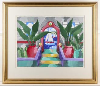 Modern Gouache Painting - Signed White