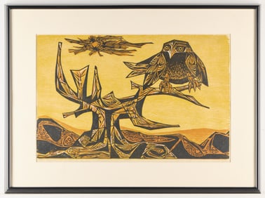 "Rowan" Woodblock Print of Owl Signed
