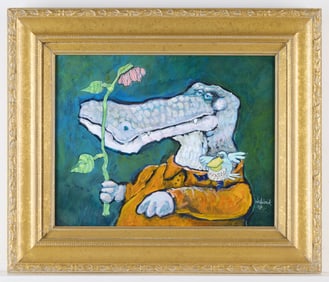 Don Nedobeck Acrylic on Canvas Alligator Painting